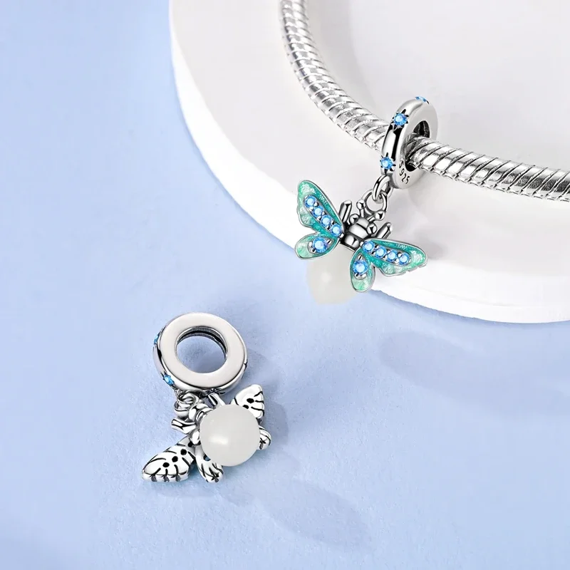 

Dreamy Blue Firefly Beads 925 Sterling Silver Original Beads Fit Original 925 Charms Bracelet Jewelry Diy Gifts for Women