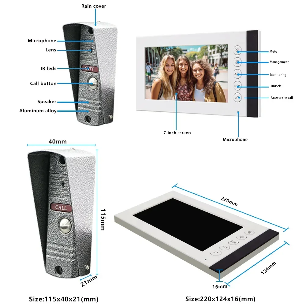 Visual wireless intercom access control intelligent monitoring high definition doorbell