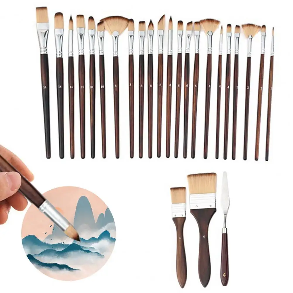Non-shedding Bristles Paintbrushes 26pcs Paint Brush Set for Artists Portable Watercolor Acrylic Brushes with Flat for Fine