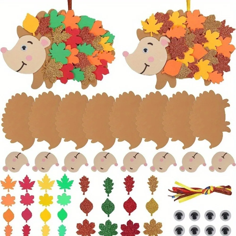 8 Piezas de Adornos Colgantes de Fieltro con Forma de Erizo, Decoración de Fiesta Temática, Adornos Pequeños de Erizo para Manualidades