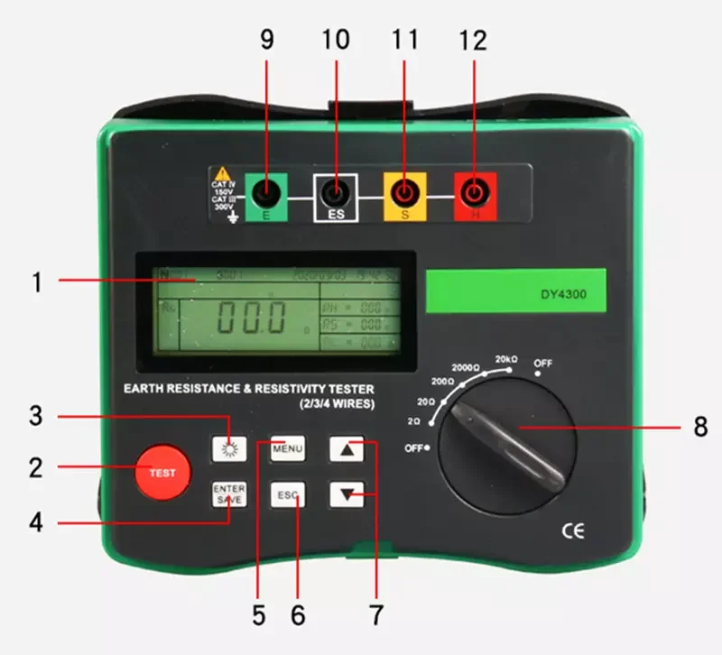 Duoyi Dy4300a 4 Linee Display A LED Misuratore di resistività del suolo Tester Megohmmetro Tester di resistenza di terra 0,05-20,99K Ohm