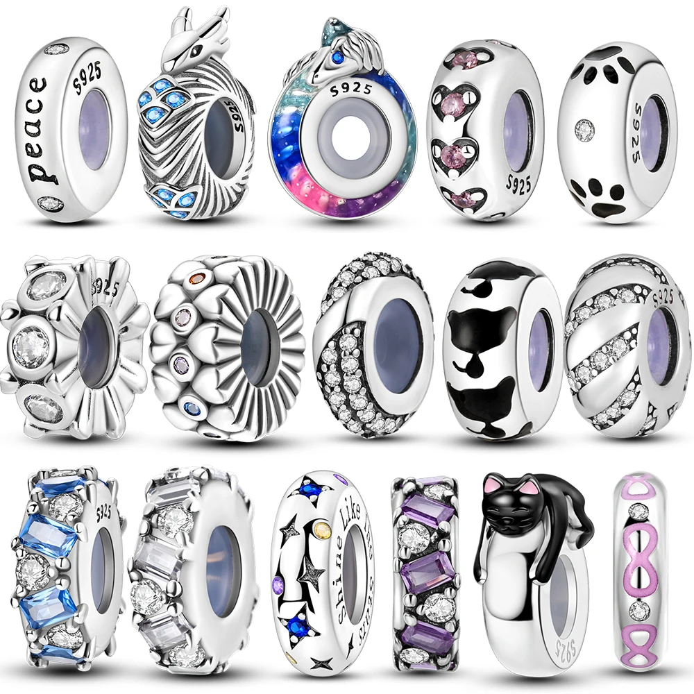 Breloques et perles intercalaires argentées Lapin Chat pour bracelet original, sac, porte-clés, boucles d'oreilles, pendentif, bijoux DIY, cadeau pour femme