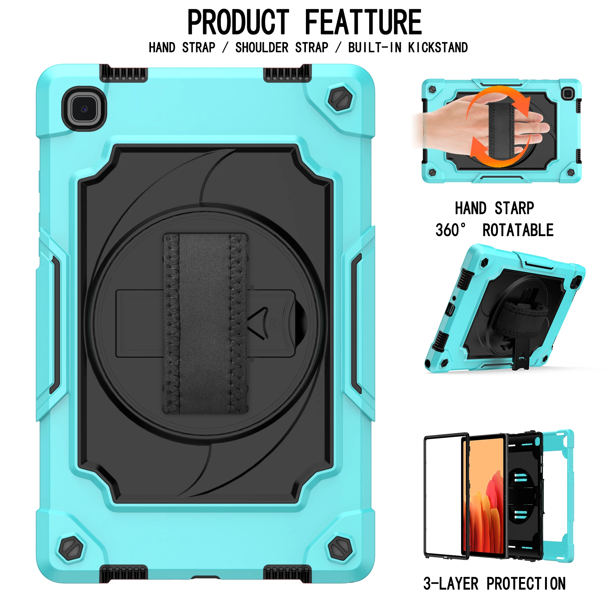 

Kids Safe PC Silicon Hybrid Heavy Shockproof Anti-fall Stand Tablet Cover For Huawei T10 9.7 T10S 10.1 360 Rotate Kickstand Case