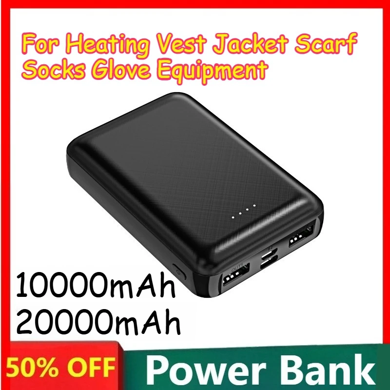 

10000mAh 20000mAh Power Bank Portable USB Charger Charging External Battery for Heating Vest Jacket Scarf Socks Glove Equipment