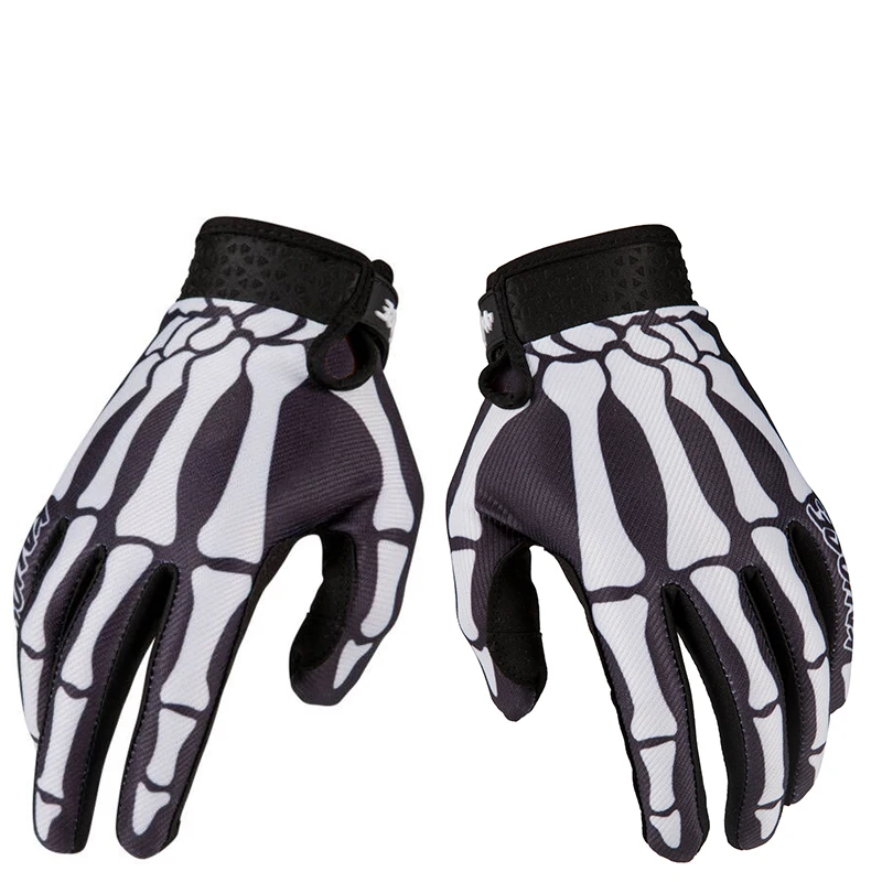 Luvas de esqueleto para motocicleta, motocross off road mx bmx mtb atv guantes moto bicicleta tela sensível ao toque luvas de ciclismo