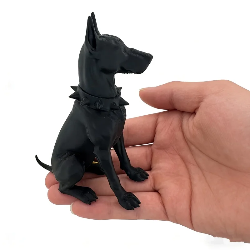 3D‑Printed Plastic Black Doberman Figurine, Car & Desktop Ornament, Decor for Computer & Home, Ideal Gift for Ladies