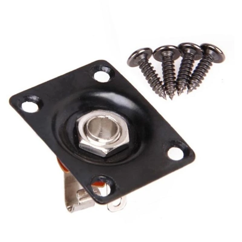 Metal Output Input Jacks Plate Screws Guitar Replacement Parts 1/4in Square Output Jacks Plate Guitar Bass Jacks Socket