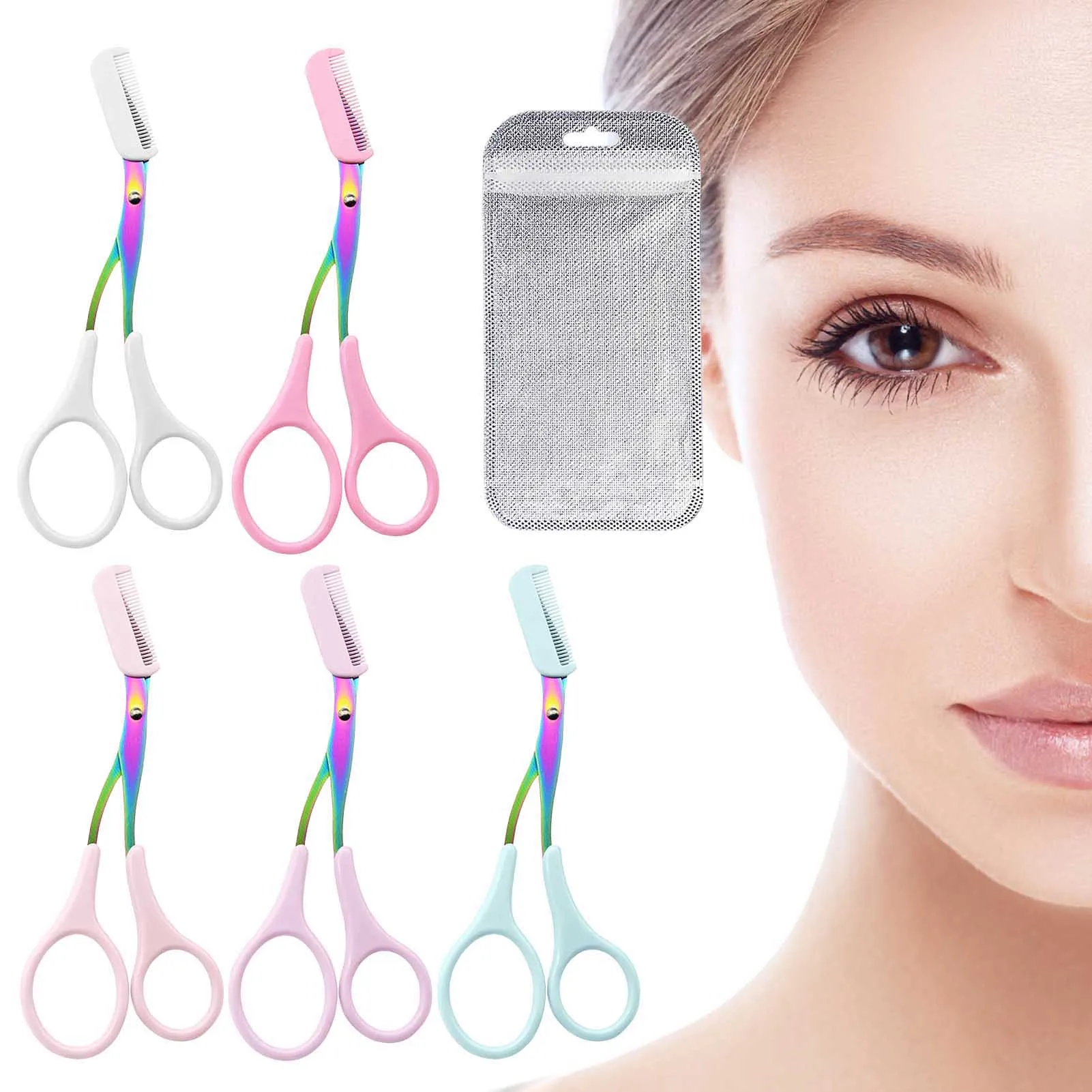 Color Eyebrow Trimmer Scissor with Comb All-in-One Shaper Epilator Cut Comb Scissors Suitable For Both Novices And Professionals