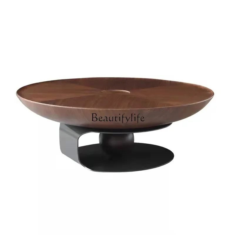 

FG44Solid wood wabi-sabi wind walnut coffee table Italian light luxury round coffee table