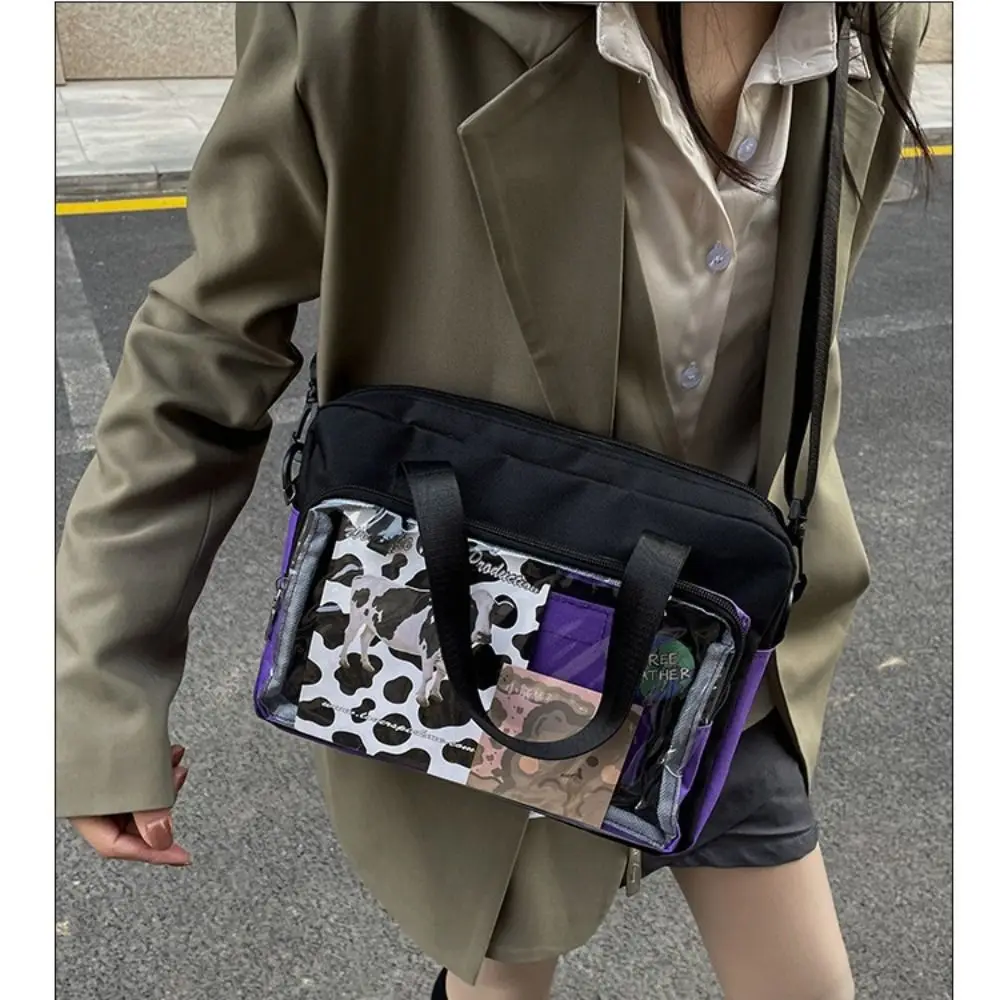 New Japanese Kawaii Bag Women High School Teenage Girls JK Bag Big Canvas Bag PVC Transparent Shoulder Bag Women