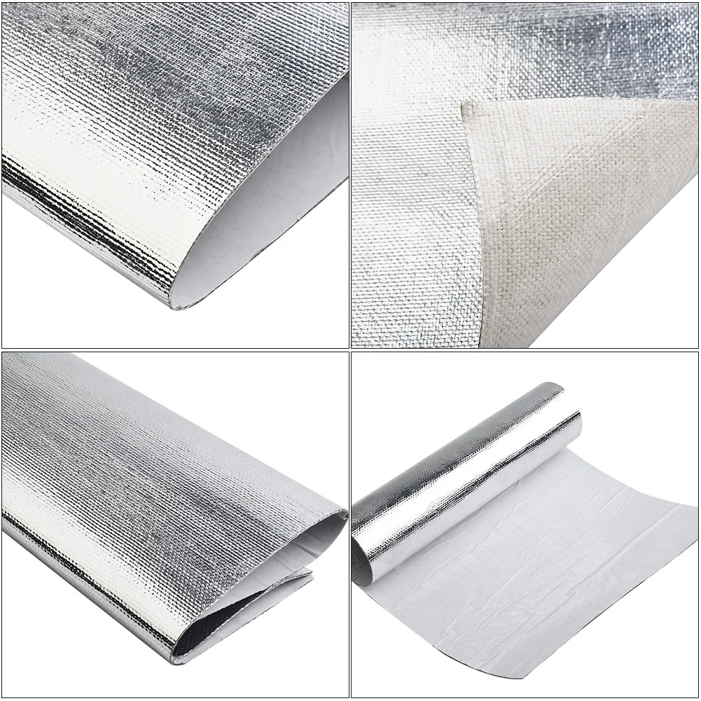 Cohesively constructed heat resistant layer made from fibreglass and aluminum at the size of twelve inches by twenty four inches