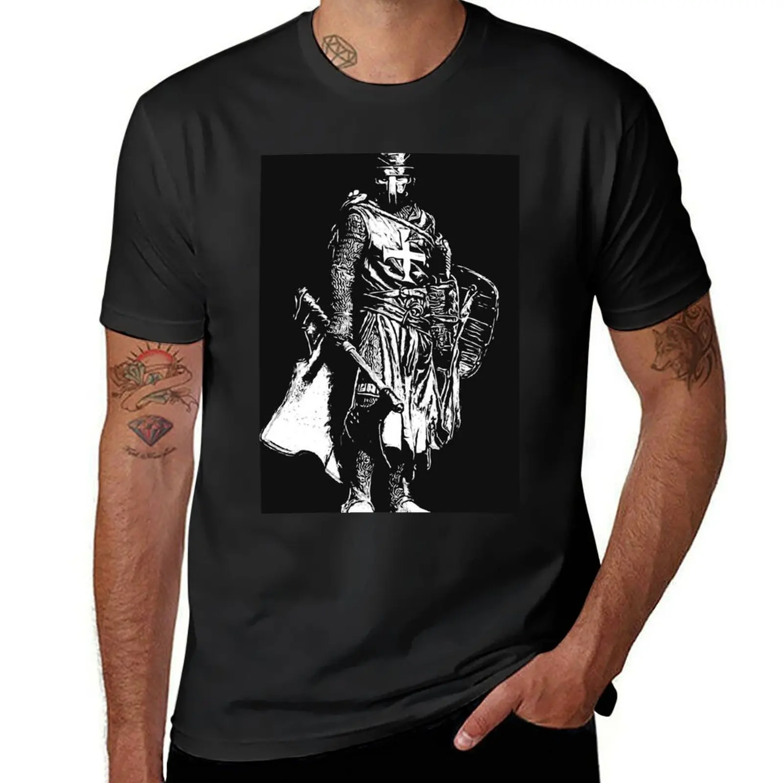 

Crusader Warrior T-Shirt anime sports fans Louboutins blue archive mens plain t shirts