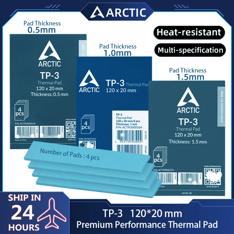 ARCTIC-TP-3 Premium Performance Thermal Pad,120x20mm, High Performance, Various Soft,Ideal Gap Filler,Bridging Gaps, 4 Pcs