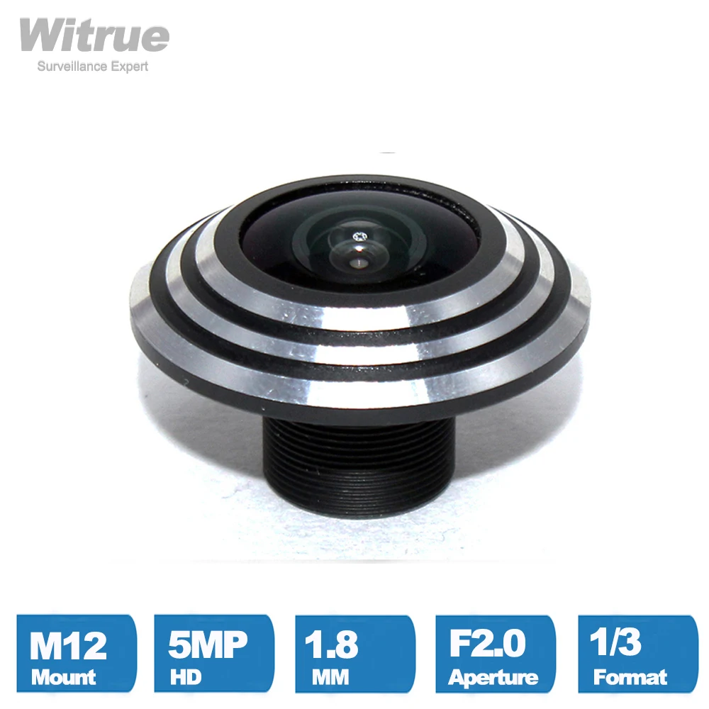 Witrue obiektyw rybie oko 5 Mega pikseli 1.8mm F2.0 1/3 "mrówkowy 170 stopni M12 mocowanie do bezpieczeństwa kamera telewizji przemysłowej