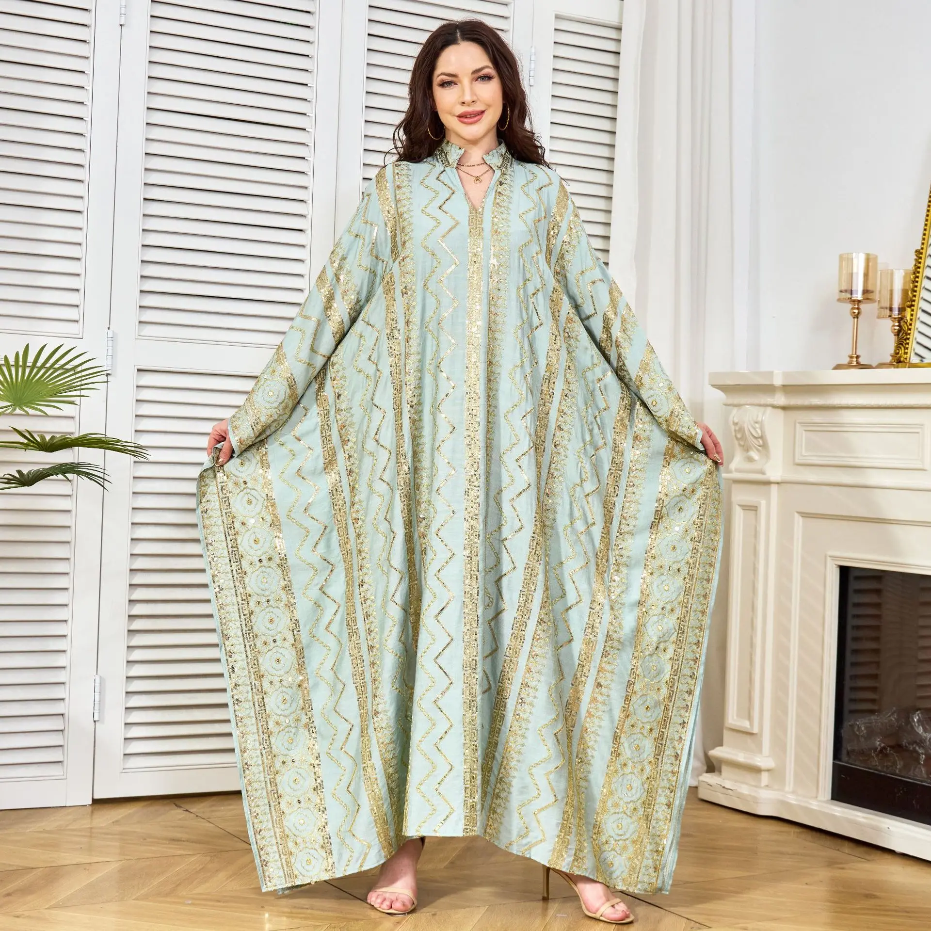 وصول جديد Oem قفطان حجاب غير رسمي مسلم كم طويل ملابس إسلامية ملابس يومية للنساء المسلمات