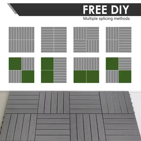 54 PCS Plastic Interlocking Patio Deck Tiles - 12" x 12" Waterproof Indoor Outdoor Flooring