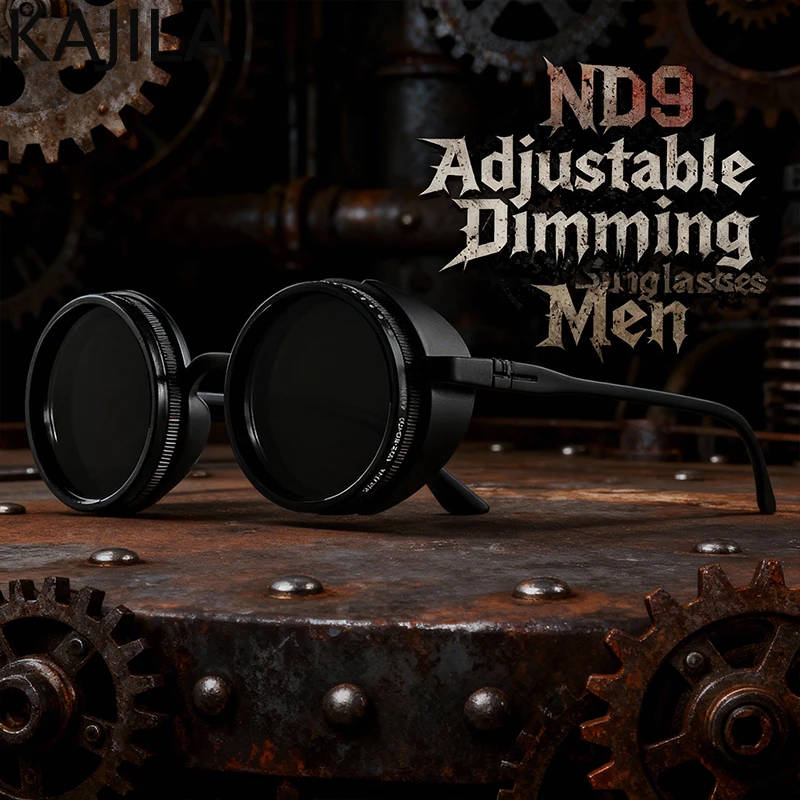 

Polarized Adjustable Dimming Round Punk Sunglasses Men 2025 Luxury Brand Vintage Steampunk Sun Glasses Male Shades UV400 Eyewear