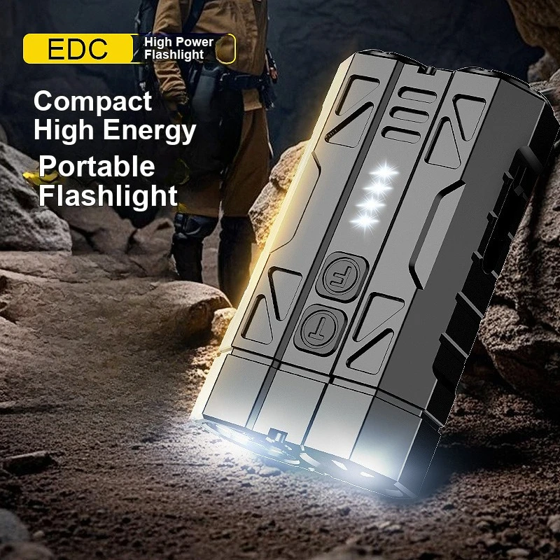 edc高出力懐中電灯-デュアルスイッチ-usb充電式-長時間バッテリー寿命-ホワイトレーザー-アルミ合金製