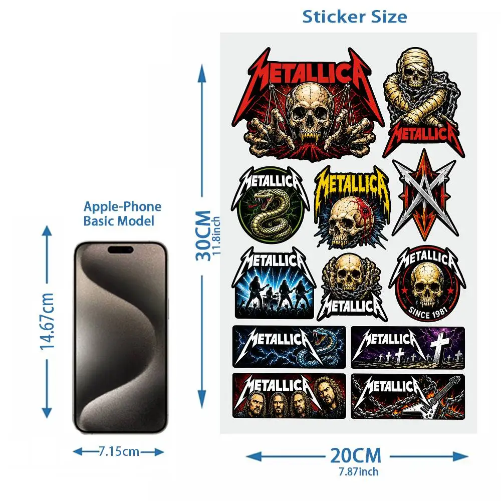 Vintage Hard Metal Heavy Rock Decals Graveyard Cross Fiery Guitar Metallica Sticker For Luggage Helmet Laptop Decor