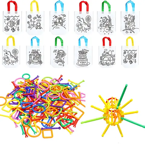 65/130PCS Colorful Logic Connector Stick Interactive Teaching Tool Class Rewards Gift for Geometry Spatial Reasoning Bag Kit ZYF