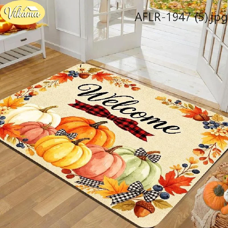 VIKAMA Welcome Harvest Barrel Gnome Door Mat Floor Mat Front Door Non Slip Washable Welcome For Home Decor