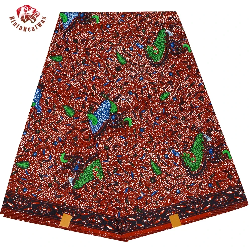 

African Print Polyester Fabric Real Wax Classic Style Tissu Party Dress Sewing Material By Yard Warps Patchwork DIY FP6527