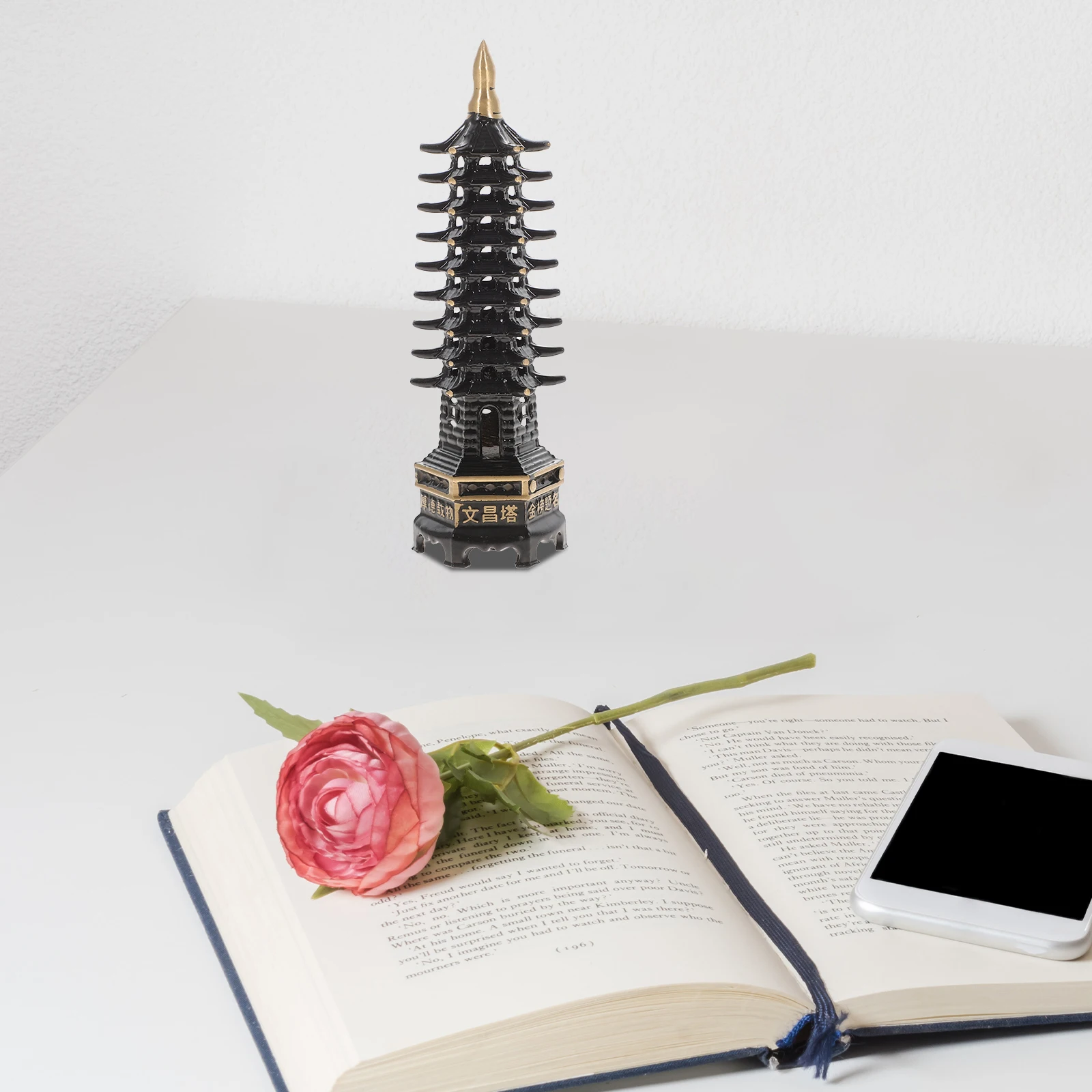 

Wenchang Pagoda Vintage Home Office Garden Decoration Copper Model Durability Long Use Gift Office Decoration nament