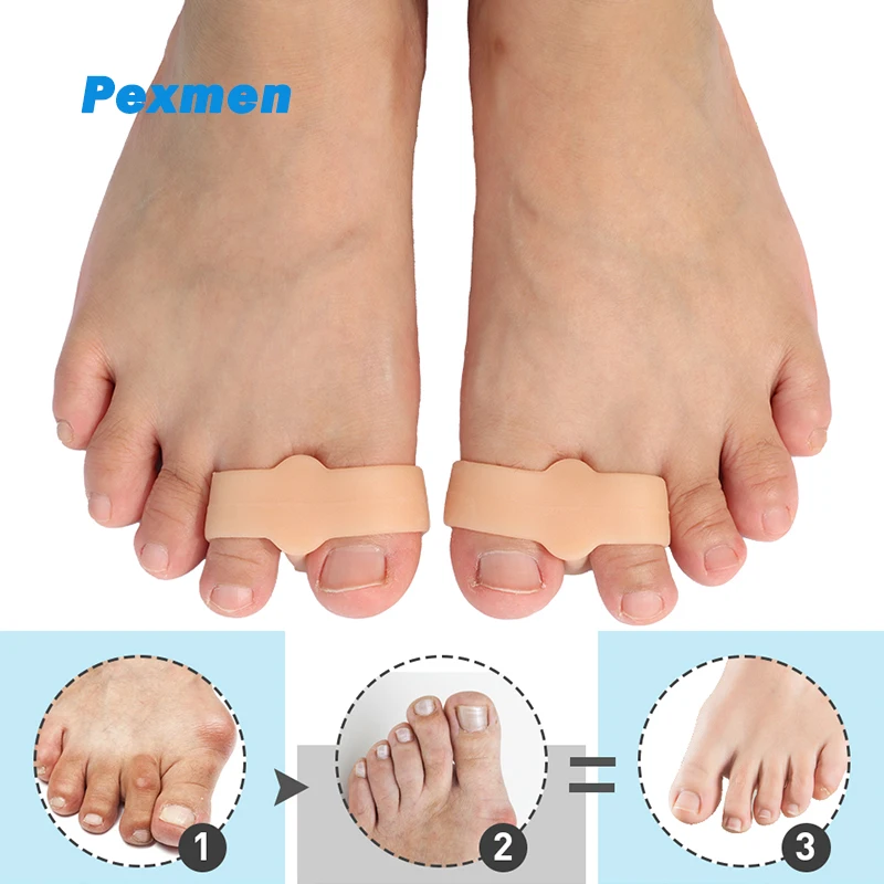 Pexmen Bunion Corrector Zehenspreizer mit 2 Schlaufen, Big-Toe-Abstandshalter für Ballenzehen und überlappende Zehen, reduziert Schmerzen, Fußpflege-Werkzeug