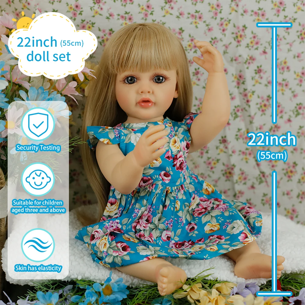 ตุ๊กตาเด็กผู้หญิงรีบอร์น ขนาด 22 นิ้ว ทำจากซิลิโคนทั้งตัว เหมือนจริง สัมผัสนุ่ม คุณภาพสูง เหมาะเป็นของขวัญคริสต์มาสสำหรับเด็ก