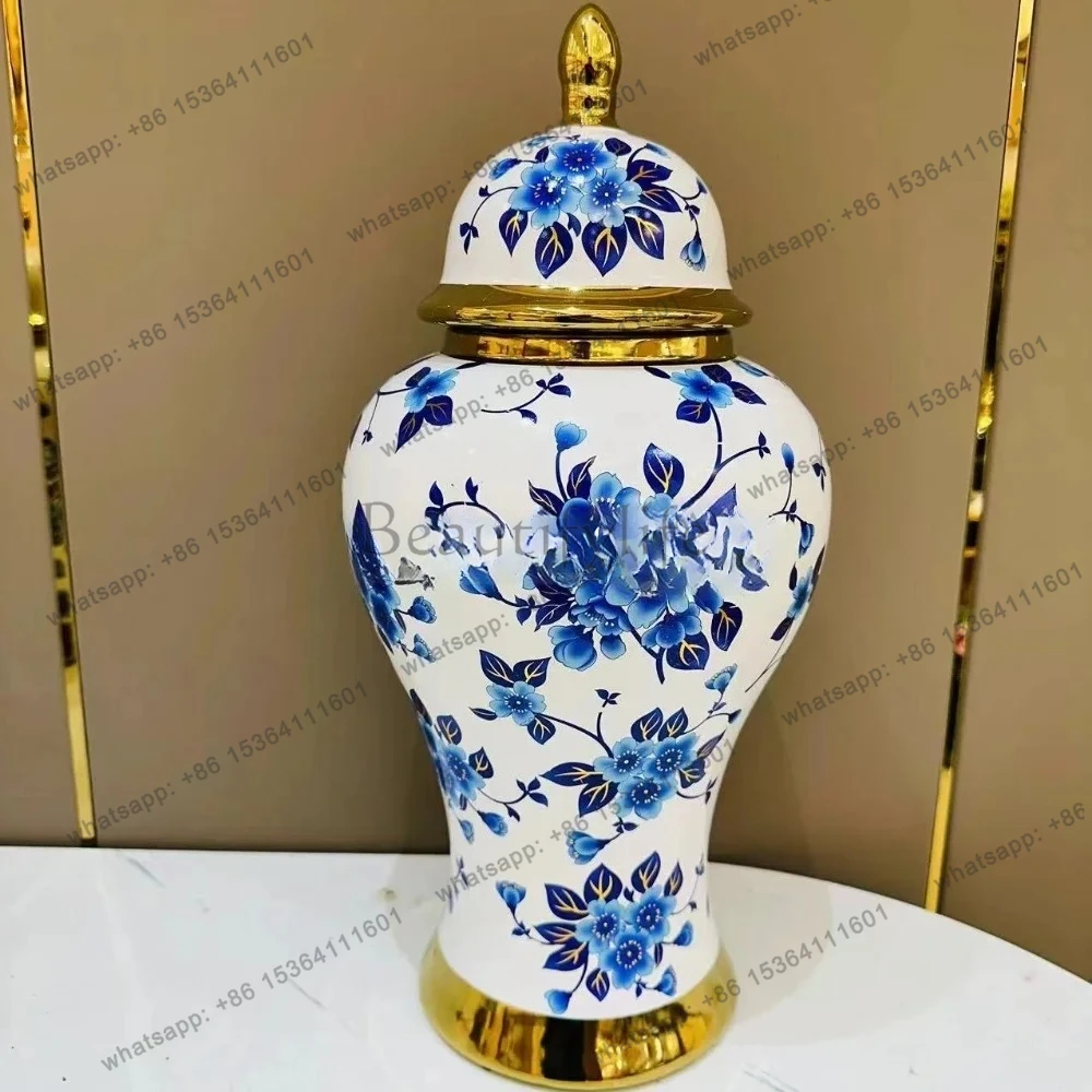 Modern Ginger Jar Luxury Platinum Vase Home Decor Dining Table Ornament Vase