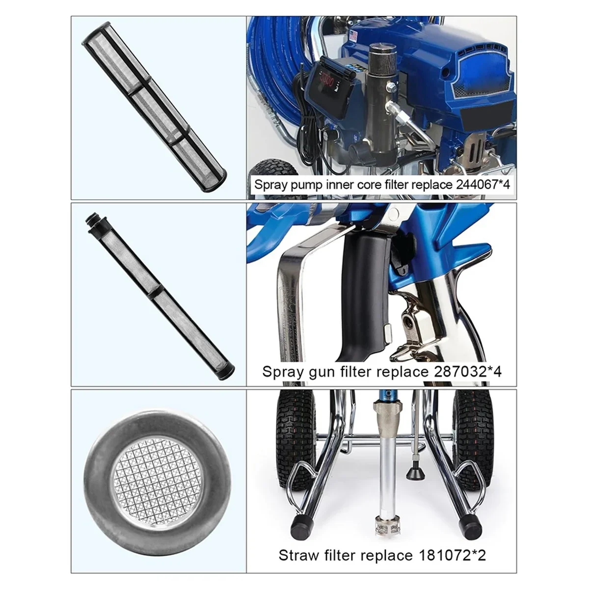 A06RP Airless Spray Filter Screen Kit Suction Pipe Pump Inner Core Filter Screen 287032 Spray Filter Screen Fit for Graco 695