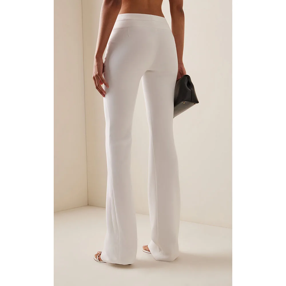 Fashion White Slim Women 's Suit Single Breasted Notch Lapel two Pieces Jacket Pants Set Fit Office Daily Life Female Clothing