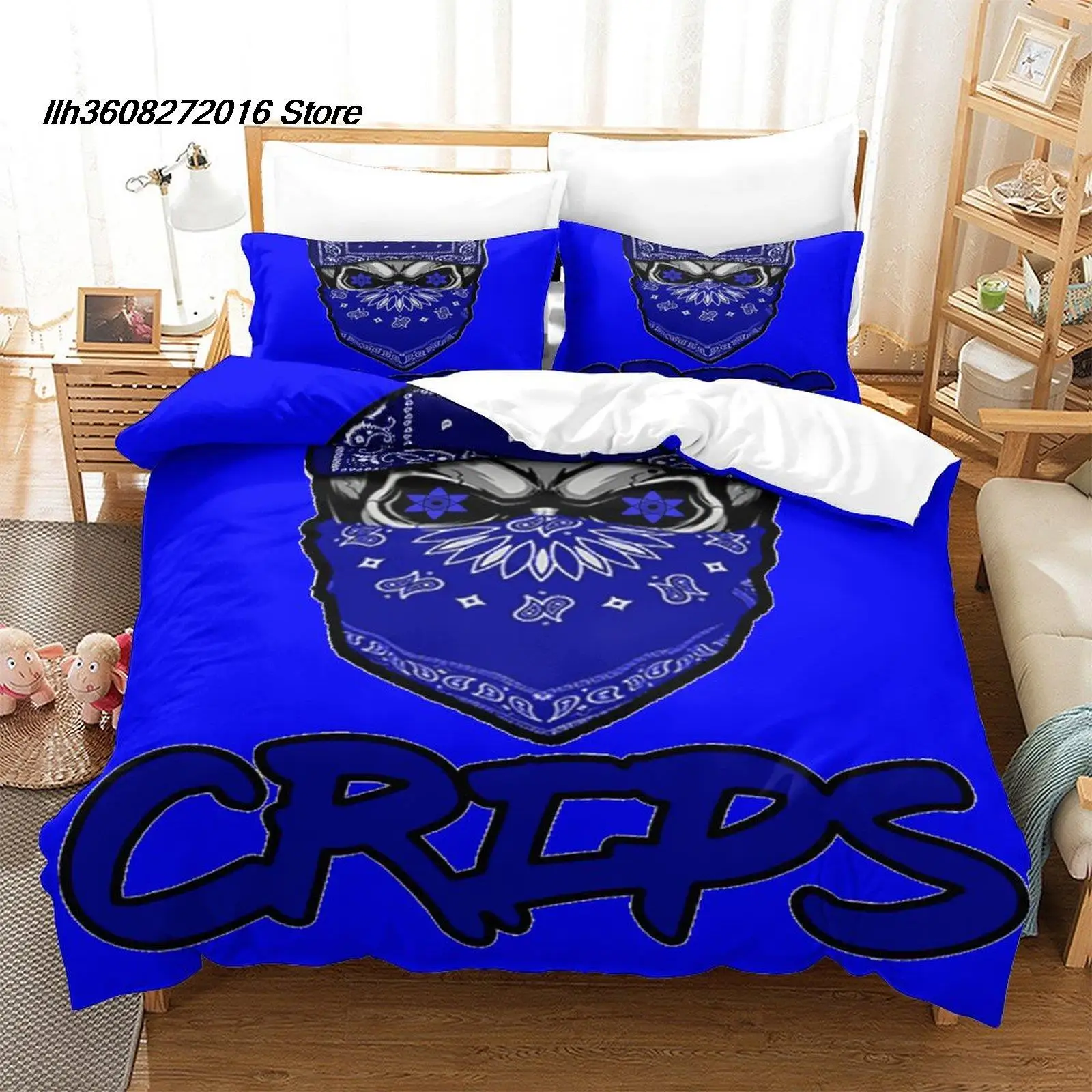 

2025 Crips Gang Bedding Set Single Twin Full Queen King Size Bed Set Aldult Kid Bedroom Duvetcover Sets 3D Print Anime Bed Sheet