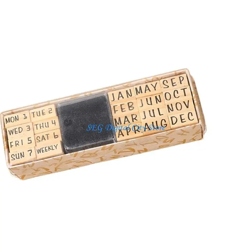 Picture 6: U75B 40Pcs Wooden Letter Number Stamps Multipurpose Design For DIY Crafting Office Use Includes Letters Numbers And Inks Pad