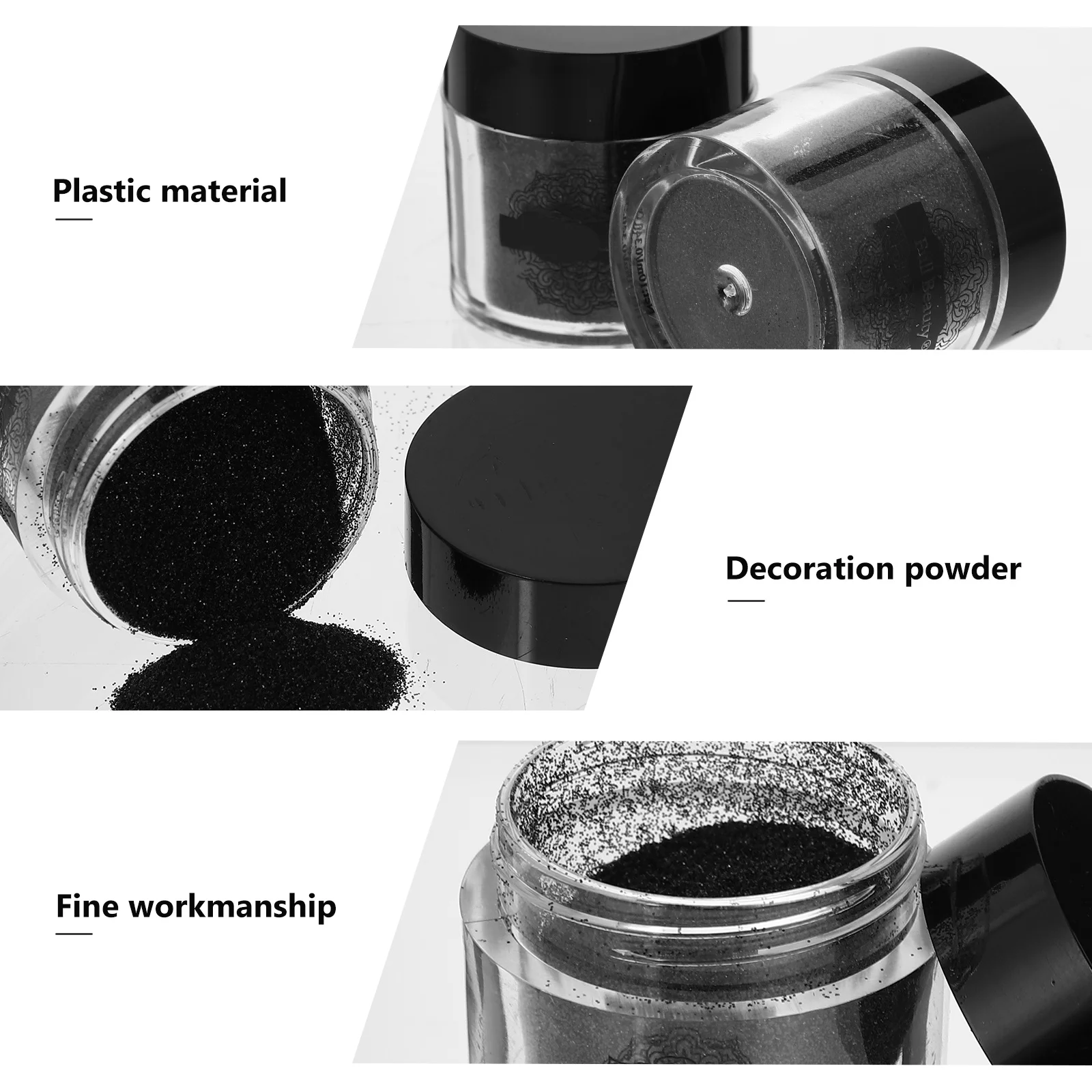 Prego glitter em pó preto decoração da arte do prego diy criativo espumante unhas fino acabamento durável acrílico gel manicure