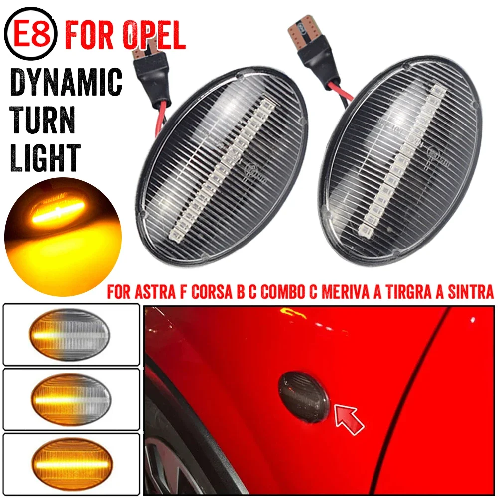 2Pcs Car Dynamic LED Side Marker Lihgt Turn Signal Lamp For Opel Corsa B C Astra F Combo B C Meriva A Car Accessories