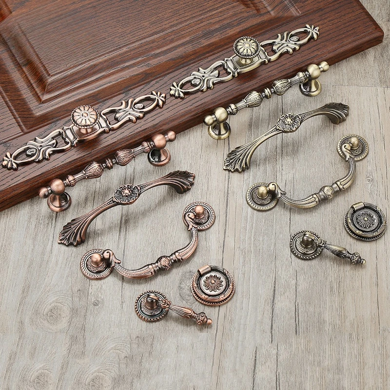 Antique Furniture Closet Dresser Hardware Cupboard Bronze Zinc Alloy Kitchen Handle Drawer Pulls Cabinet Knobs And Handles