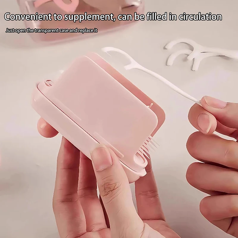 Tragbarer Handgepäck-Zahnseidenspender mit Zahnseide, Aufbewahrungsbox für Zahnseide, automatisch nachfüllbar, Zahnseide-Pick für die Mundhygiene