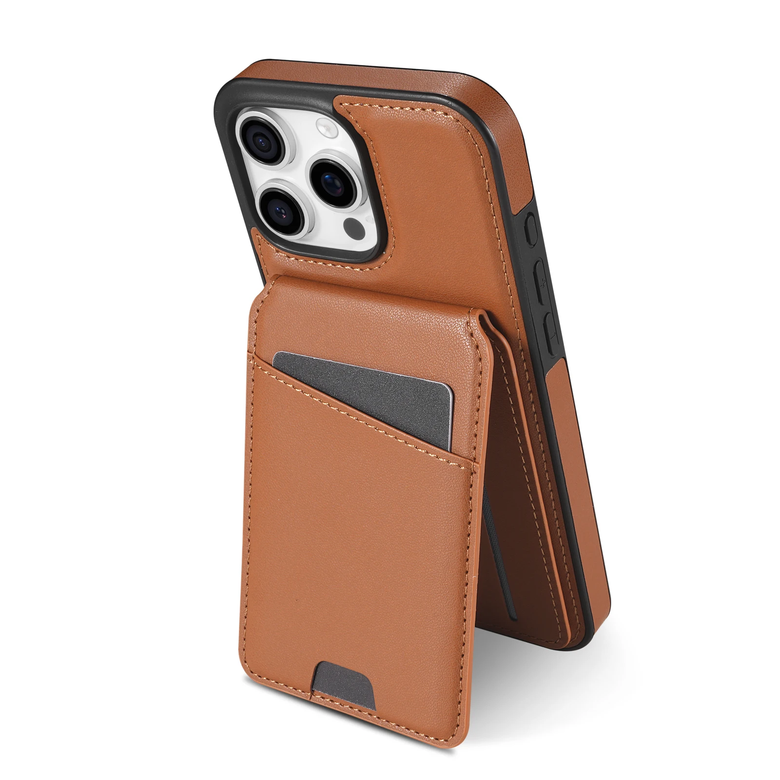 2 in 1 Detachable Cards Solt Leather Magnetic Case For iPhone 16 Pro Max 15 Plus 14 13 12 Vertical Bag Pocket For Magsafe Cover