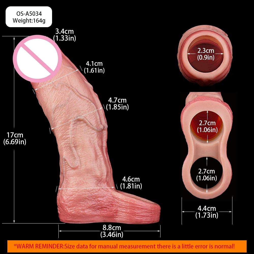 ORALSX 10 أنماط سيليكون واقعية مفتوحة نهاية القضيب كم مع تأخير القذف الجنس لعب الذكور غطاء الديك ديك المكبر #2