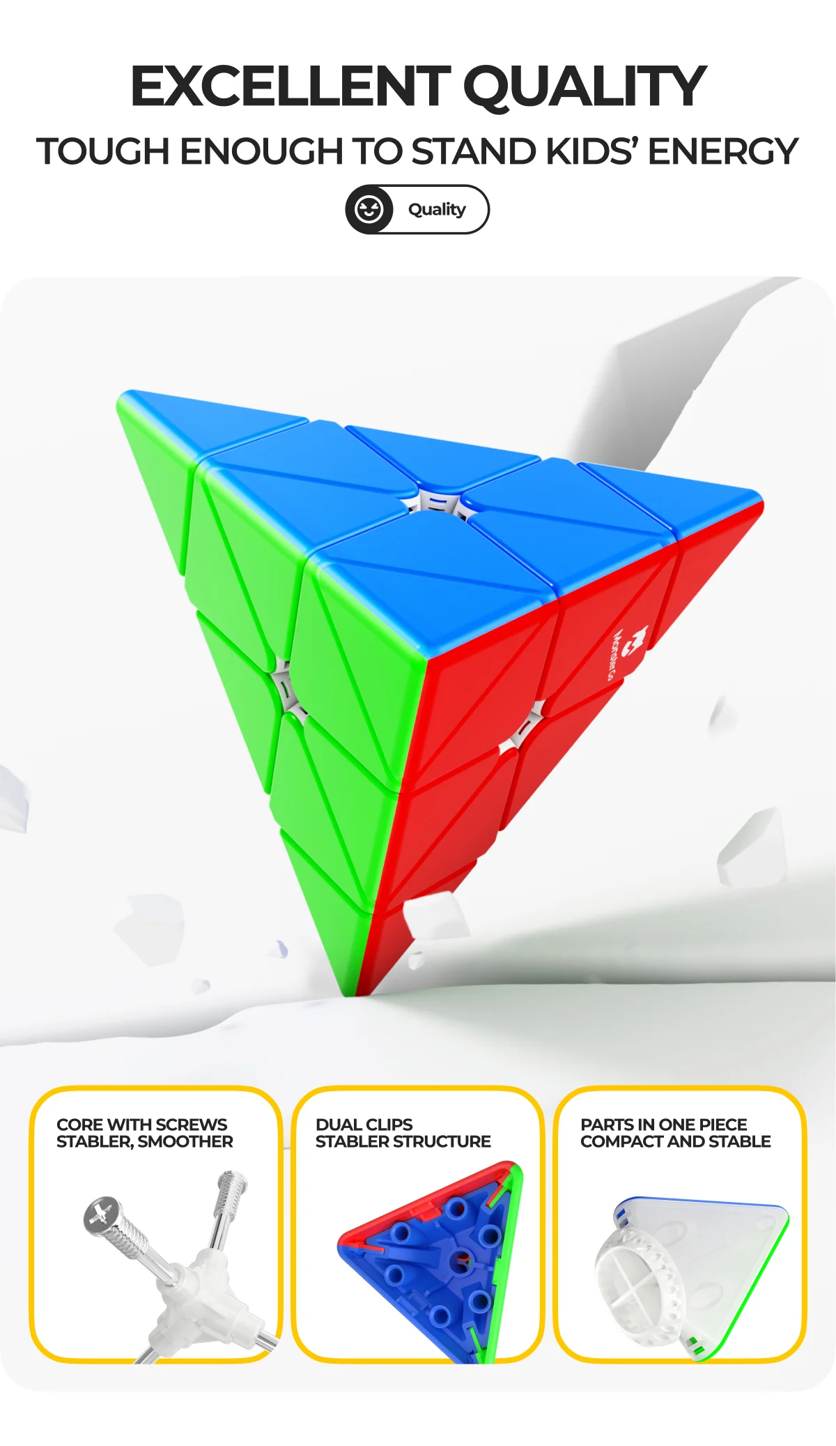 Monster Go Pyraminx Enhanced Magic Speed Cube GAN พีระมิด 3X3 Professional Fidget ของเล่น