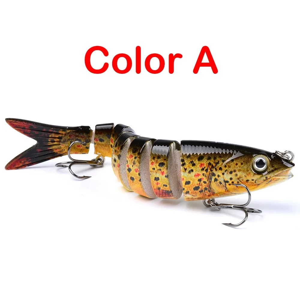 Multi-section Bait Wobblers, Pike Lure, Plástico Rígido, Boca de Peixe Multi-Secções, Acessórios de Pesca, 6 Cores, 13,5 cm, 19g