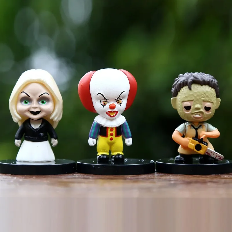 ฟิกเกอร์แอคชั่นตัวละครจากภาพยนตร์สยองขวัญ 10 ชิ้น เจสัน เฟรดดี้ ตัวตลก ของเล่นพีวีซี โมเดลของขวัญวันฮาโลวีน ตุ๊กตาวินิล ของขวัญ