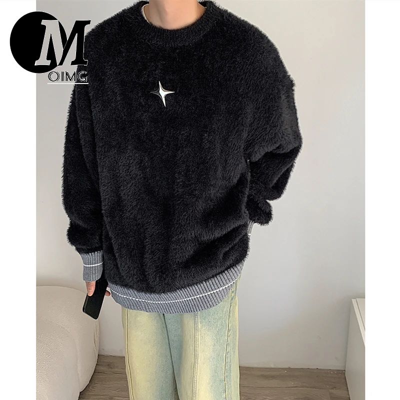 [oimg] Small Niche Mink Resistant With Color , Knitted Sweater For Men, Simple And High-end Top,