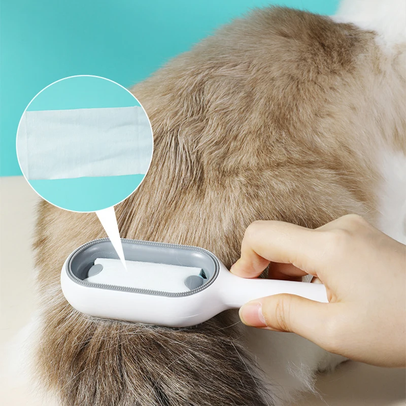 Upgraded Pet Brush Clean Cat Dog Hair Removal Comb With Wipes Katten Accessories Gato Productos Para Mascotas Grooming Supplies