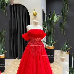 Xijun Gogerous Red Tulle Wedding Dresses Formal Beads A-Line Evening Dresses Sleeves Off The Shoulder Bridal Gowns 20.24 Women