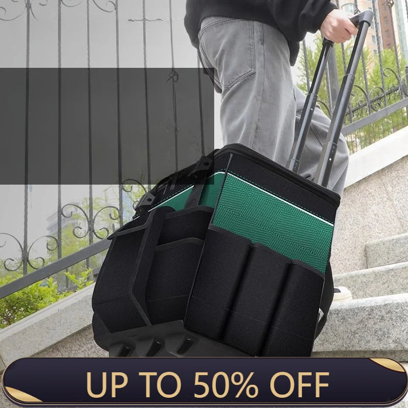 Electrician Tool Bag Professional Tool Bag With Wheels Multifunctional Pocket Organizer Suitcase Tool Cart Large Size Eco Bag
