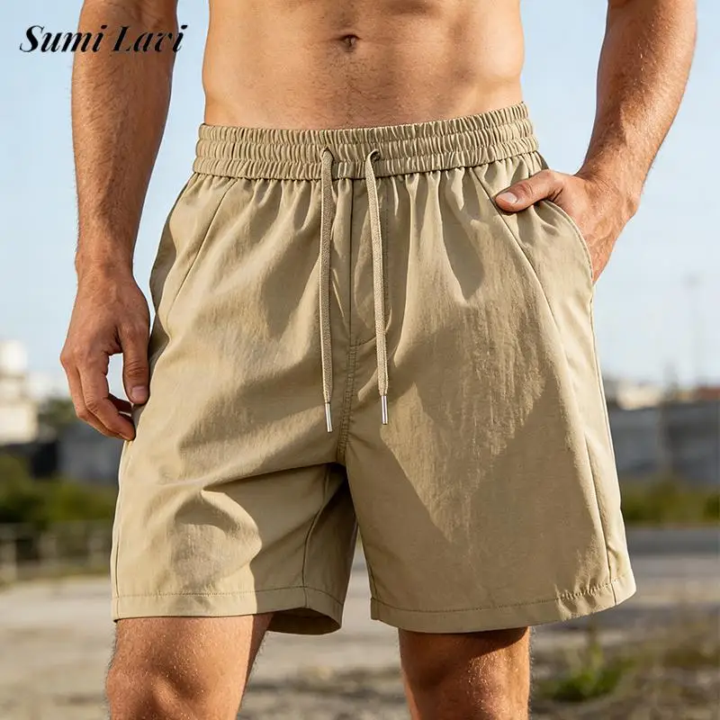 

Daily Leisure Breathable Shorts Mens Spring Summer Outdoor Casual Pure Color Drawstring Bottoms Seaside Beach Men Fashion Shorts