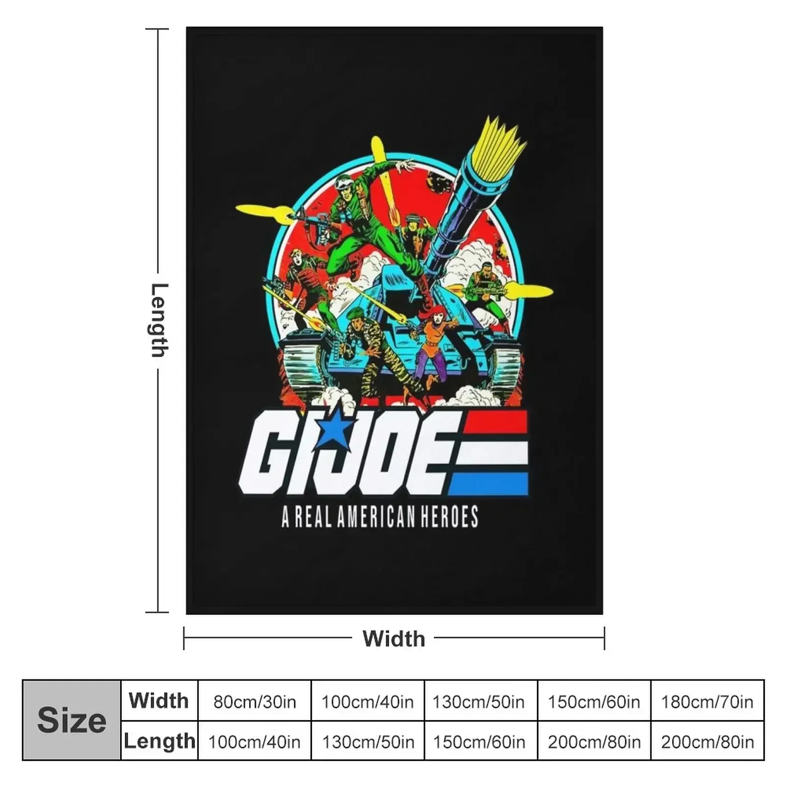 Real American Heroes G.I. Joe VintageActive T-Shirt Throw Blanket couch cozy soft plush fuzzy picnic outdoor blanket