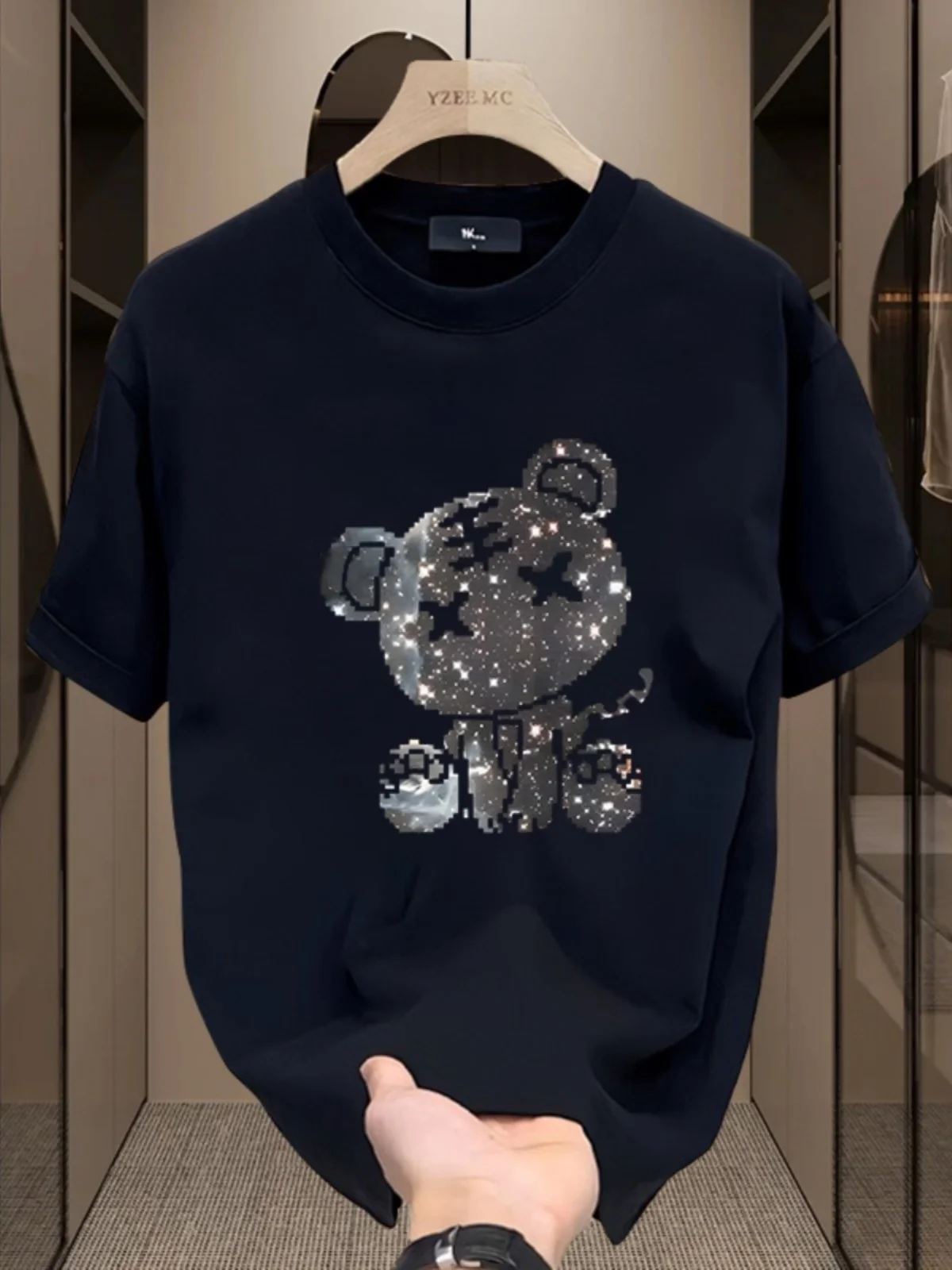 

Американская футболка из чистого хлопка Heavyweight, летняя новинка, свободный крой, круглый вырез, с принтом, повседневный топ